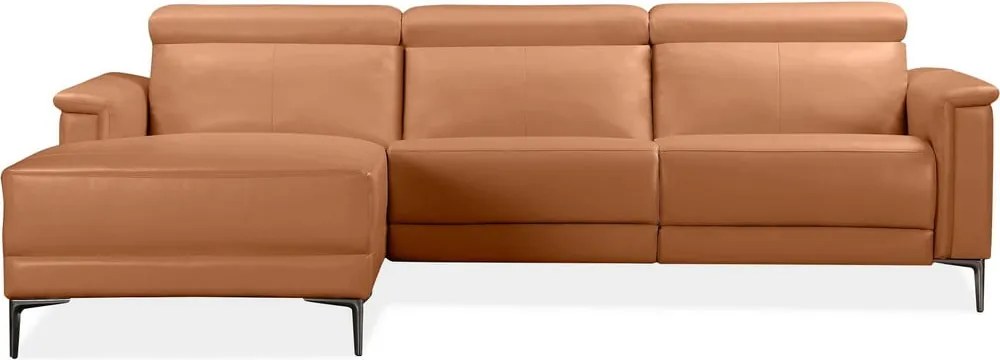 Hnedá rohová pohovka z imitácie kože (ľavý roh) Lund – Støraa