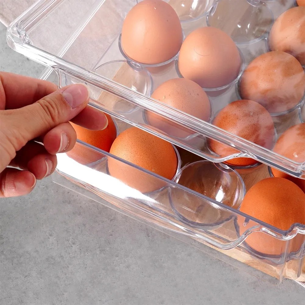 VILDE Úložný box na vajíčka, organizér na 24ks vajec, akryl transparentný