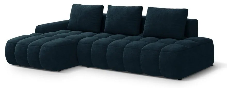 Zamatová rozkladacia/s úložným priestorom rohová pohovka v petrolejovej farbe (ľavý roh/s leňoškou) Linz – Cosmopolitan Design