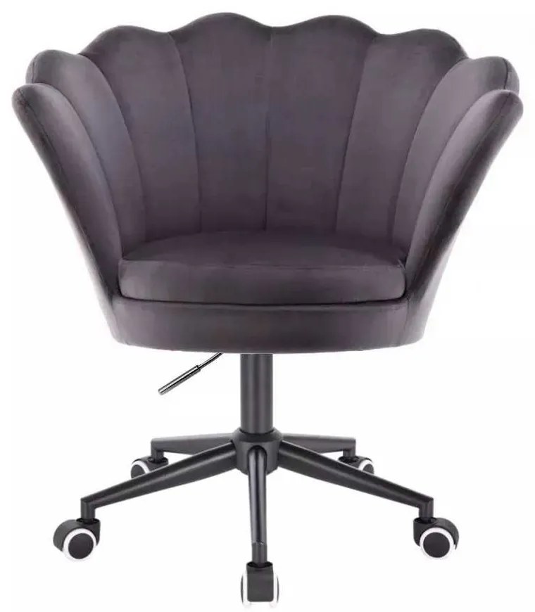 LuxuryForm DESIGN Kreslo FREY VELUR na čiernej podstave s kolieskami - tmavo šedé