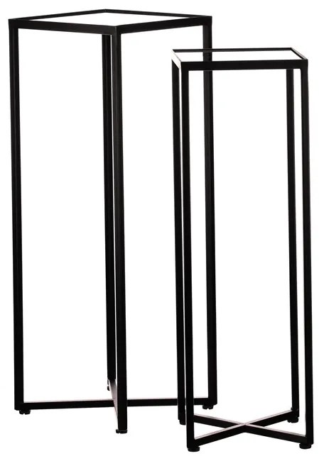 Autronic BONTEC Stojan na kvety - kovové rámy, sklenená doska, cena za sadu 2 ks Farba: Čierna