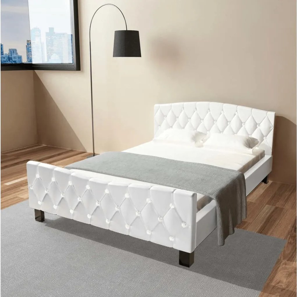 vidaXL Manželská posteľ s matracom s pamäťovou penou, biela, 140x200 cm