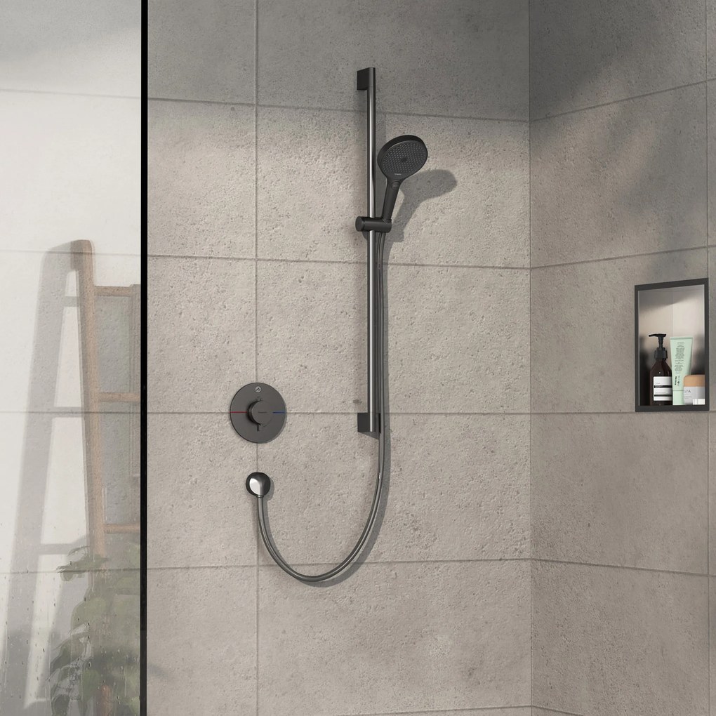 Hansgrohe ShowerSelect Comfort S, termostat pod omietku pre 1 spotrebič, kartáčovaný čierny chróm, HAN-15553340