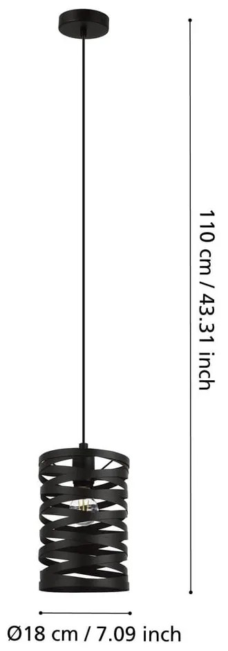 Čierne závesné svietidlo s kovovým tienidlom ø 18 cm CREMELLA – EGLO