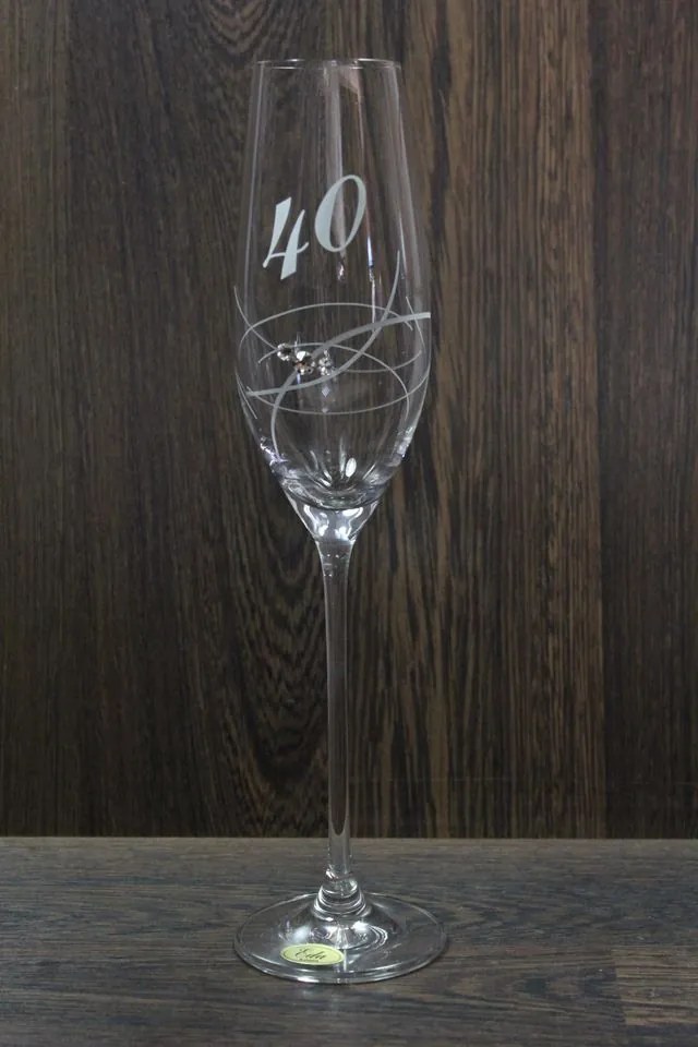 Výročný pohár na 40. narodeniny so swarovski kryštáľmi ŠAMPANSKÉ 2. 220 ml