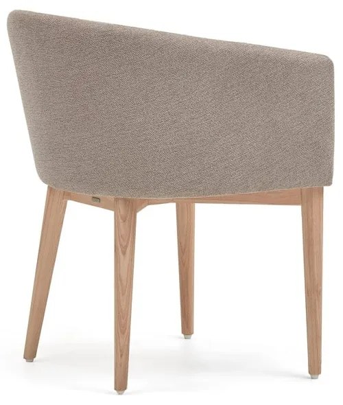 Béžové čalúnené jedálenské kreslo s podrúčkami Harlan – Kave Home