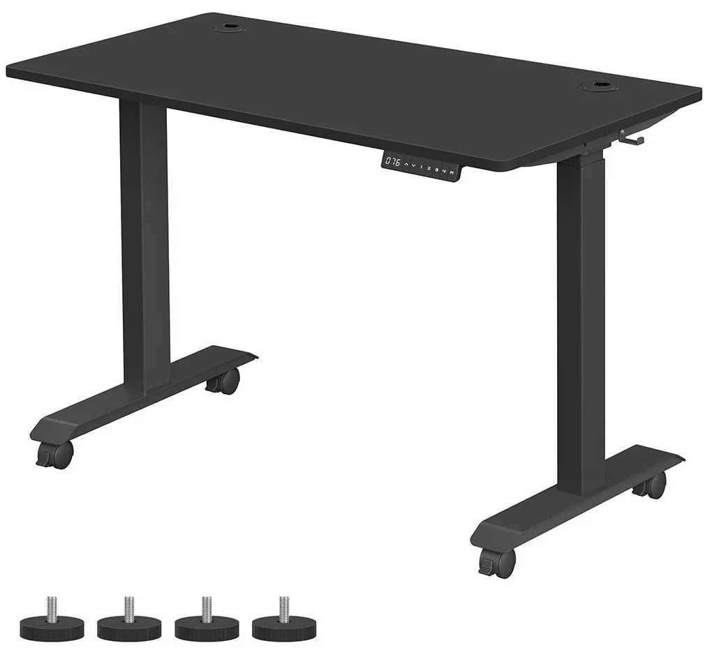 Výškovo nastaviteľný písací stôl, elektrický, 71-117x120x60cm, čierny