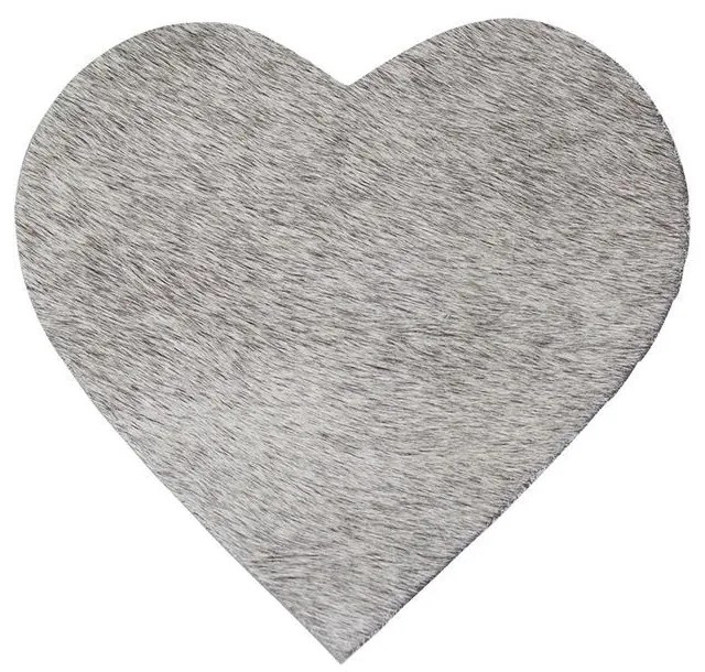 Šedý podtácek v tvare srdca z hovädzej kože - 15,5 * 14 * 0,3 cm