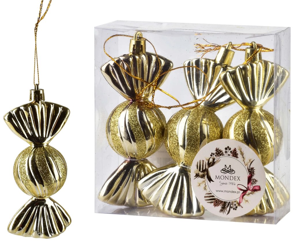 Sada 3 ks vánočních ozdob Silas 11x4 cm zlatá