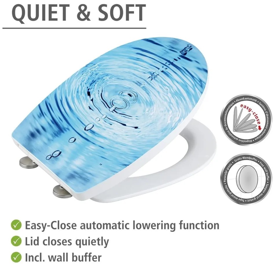 Záchodová doska s automatickým zatváraním 38 x 45 cm Droplets – Wenko