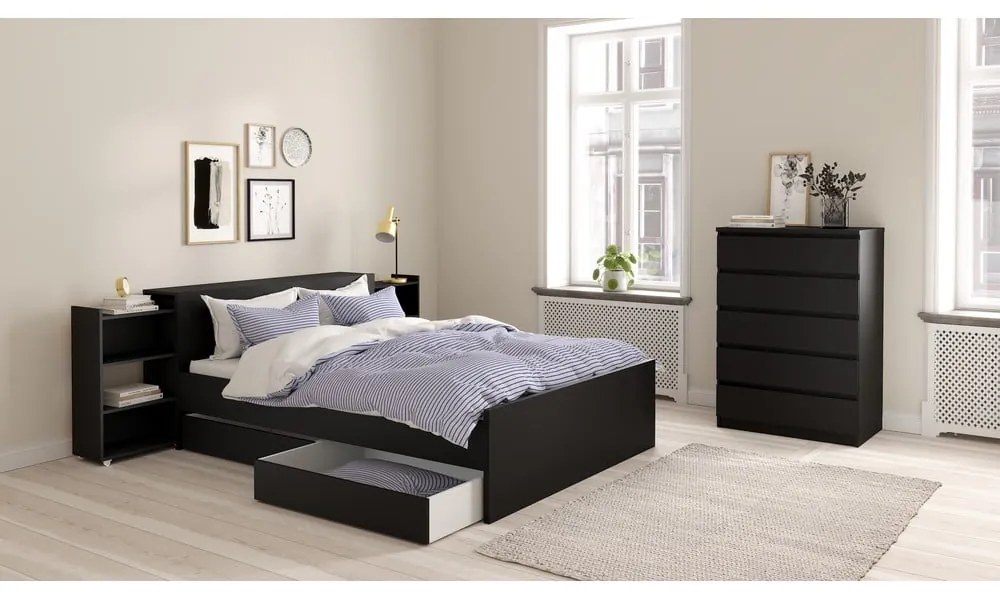 Čierna dvojlôžková posteľ 160x200 cm Naia – Tvilum