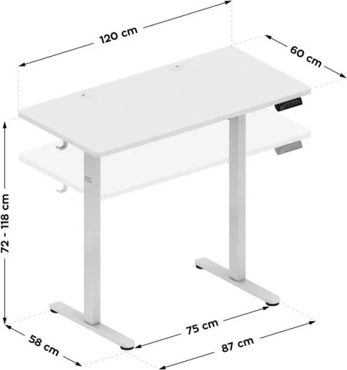 Elektrický výškovo nastaviteľný stôl Mark Adler Leader 6.9 biely