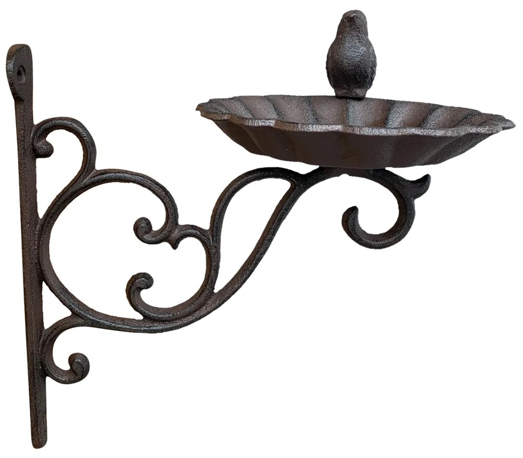 Nástenné napájadlo pre vtáky Lola, 22x25 cm, liatina, hnedá