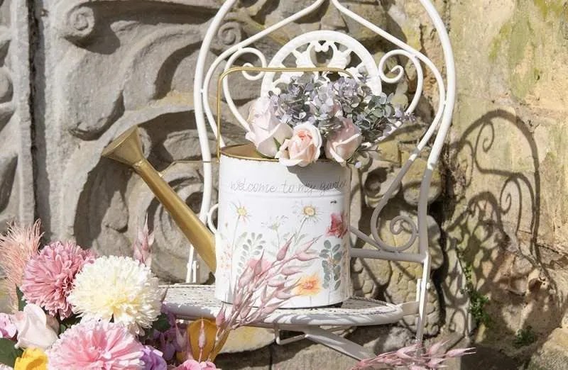 Dekoračná plechová kanva s kvetmi Welcome to my Garden - 33*12*32 cm