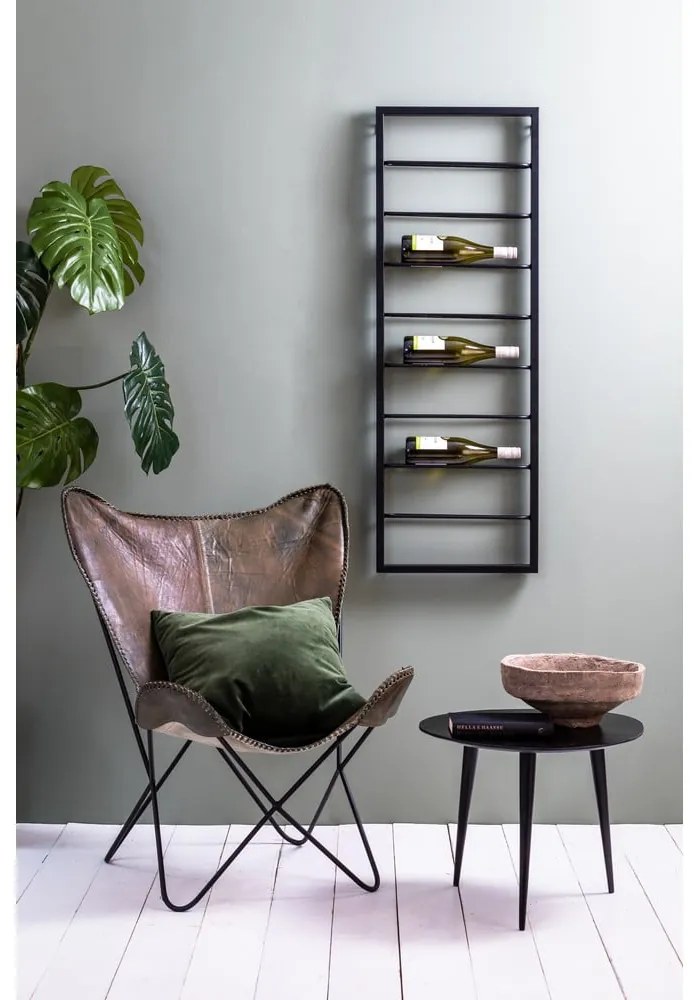 Čierny nástenný kovový regál na víno 42x120x6 cm Macaben – Light & Living