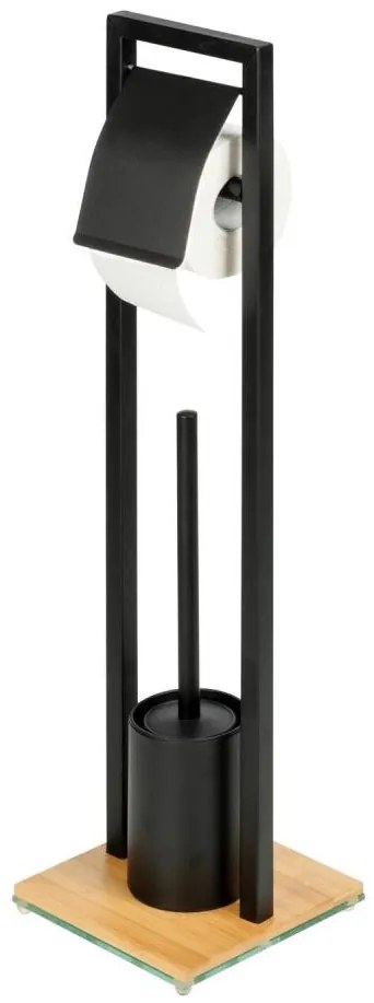 WENKO 24751100 - WC sada BAMBUSA 18x72,5 cm čierna/hnedá