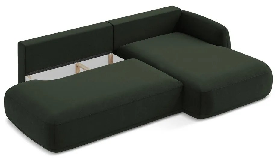 Tmavozelená rozkladacia rohová pohovka (pravý roh/s leňoškou) Hale – Makamii