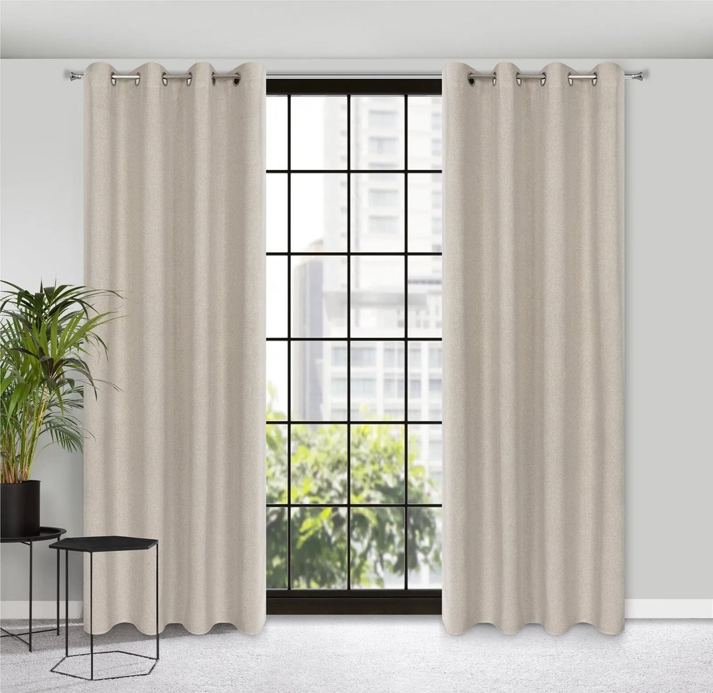 ZÁVES NA KRÚŽKOCH LIDIA 140X250 CM BÉŽOVÁ