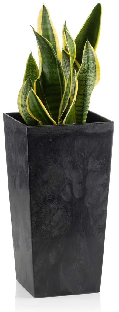 PLASTOVÝ KVETINÁČ PORTO 46X25X25 CM IMITÁCIA BETÓNU ČIERNA
