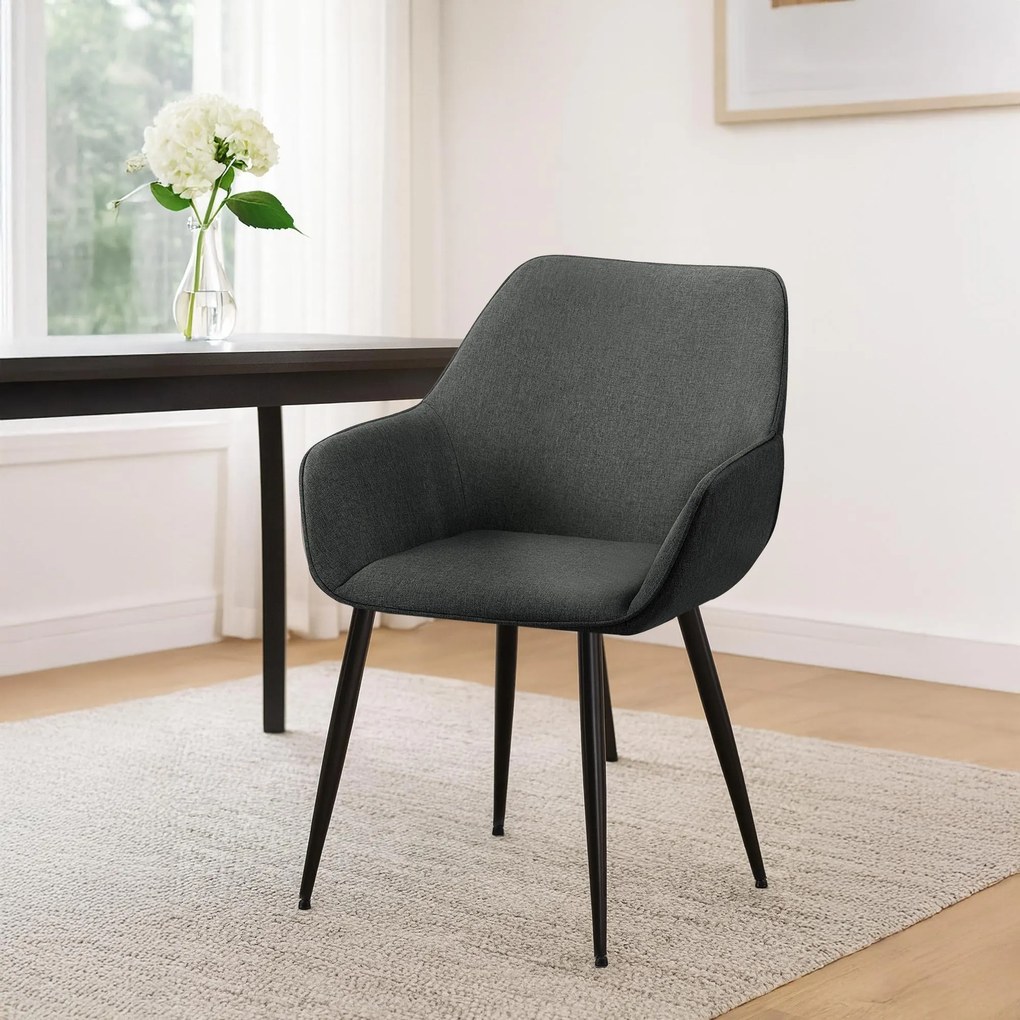 Sada 2 ks jedálenskej stoličky Luena látka - tmavosivá