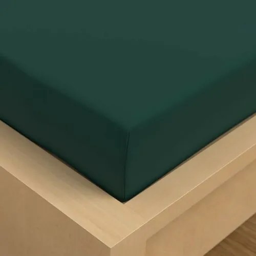 Kvalitex Saténové prestieradlo s gumou tmavozelená, 100 x 200 cm