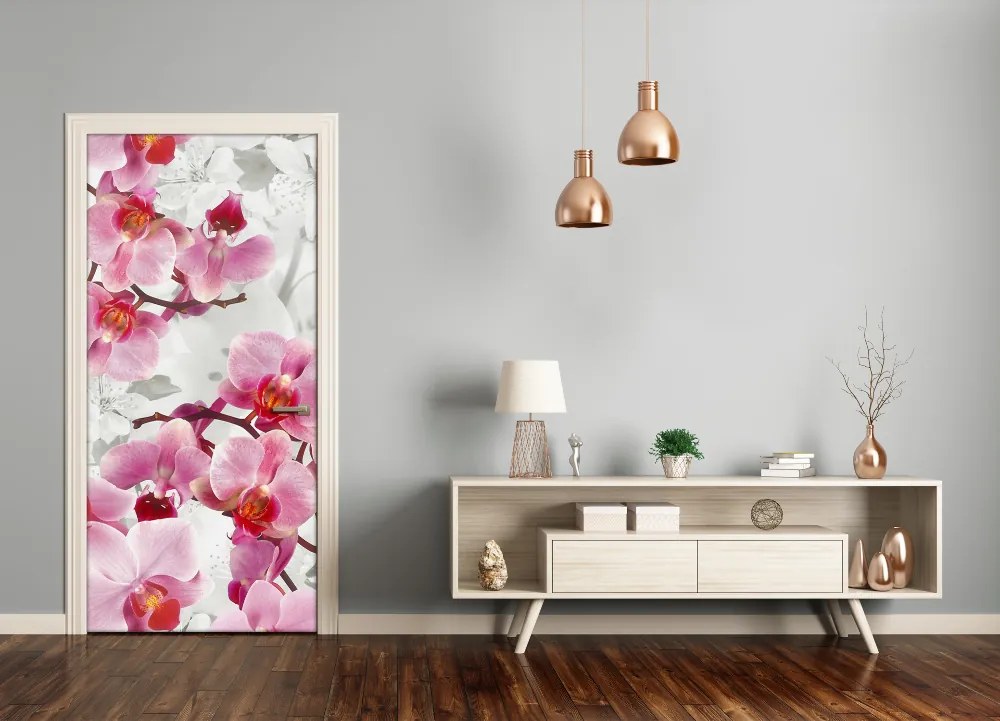 Fototapeta na dvere ružová orchidea 95x205 cm