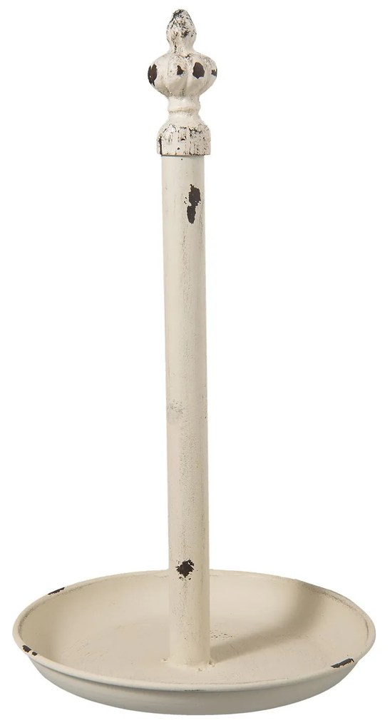 Béžový kovový stojan na kuchynské utierky s ozdobou - Ø 20*37 cm