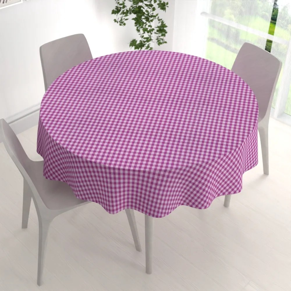 Biante Bavlnený okrúhly obrus Olivia OL-020 Fialová kocka malá Ø 100 cm