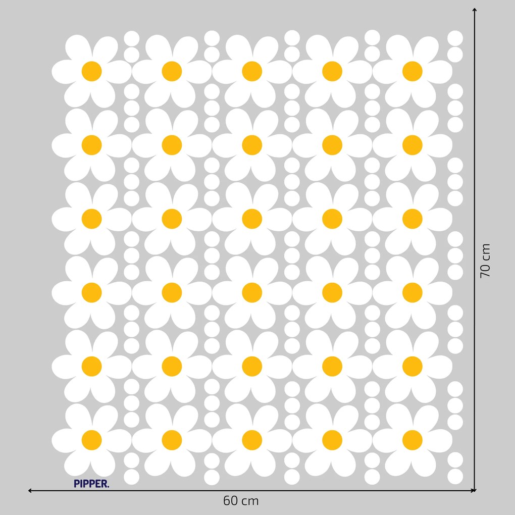 PIPPER. Textilná nálepka na stenu "Sedmokrásky a bodky"