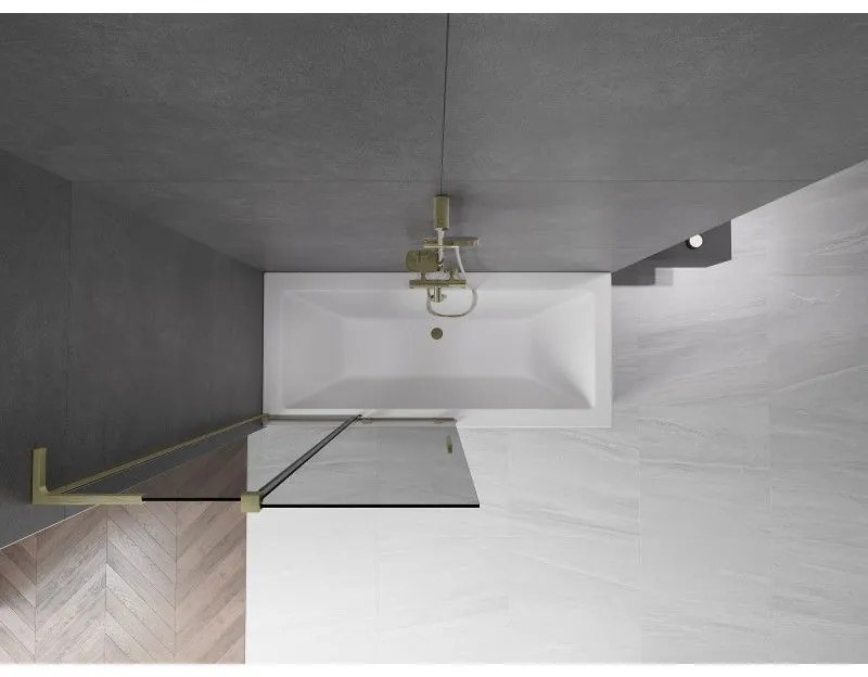 Mexen Velar L, 2-krídlová posuvná vaňová zástena 100 x 150 cm, 8mm šedé sklo, zlatá matná, 896-100-003-41-55