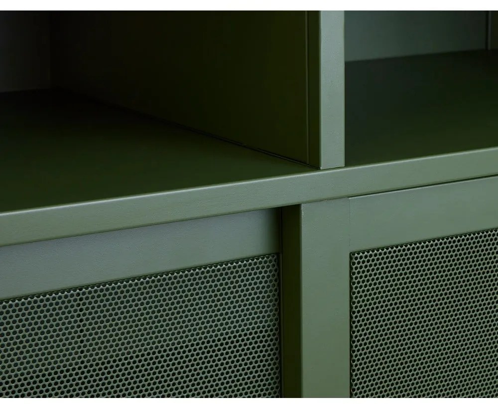 Tmavozelená kovová skrinka s posuvnými dverami 90x140x40 cm Veep – Unique Furniture