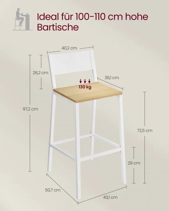 Set dvoch barových stoličiek LBC070W09 (2 ks)