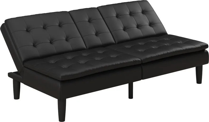 Čierna rozkladacia pohovka z imitácie kože 191 cm Maine – Støraa