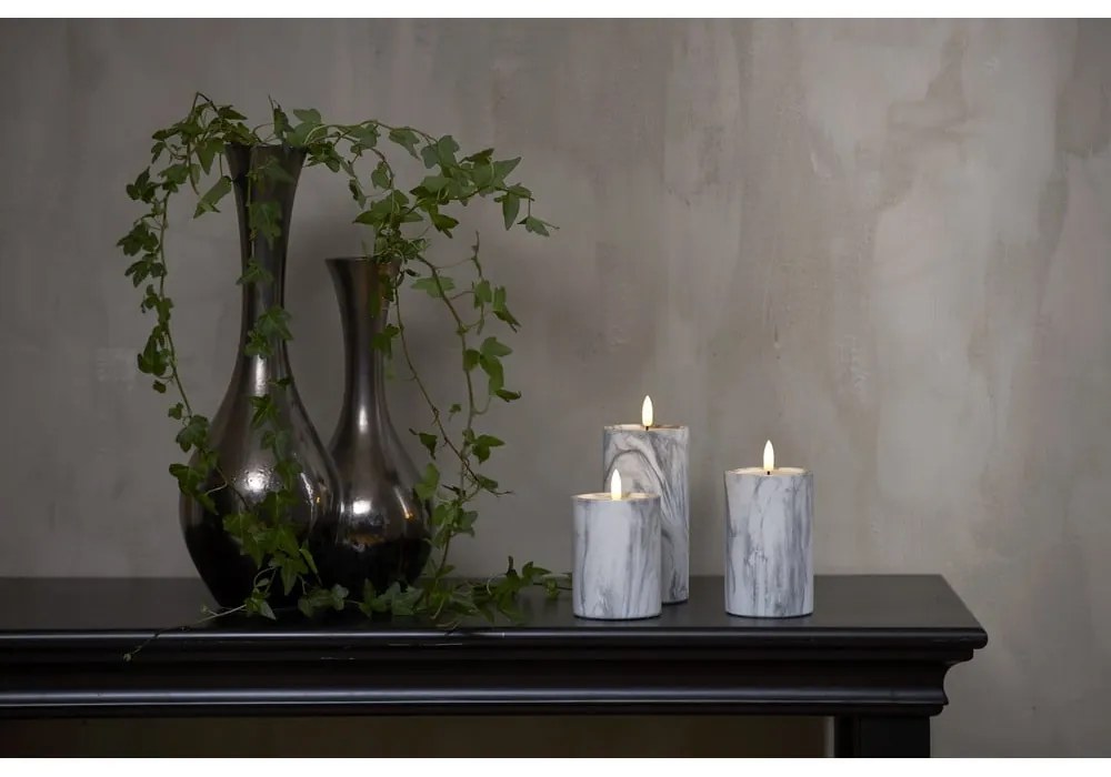 Sivo-biela betónová LED sviečka Star Trading Flamme Marble, výška 15 cm