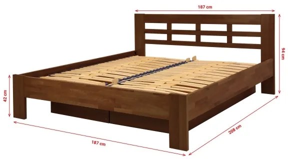 Manželská posteľ z masívu s úložným priestorom ANGELA 180x200 cm orech tmavý