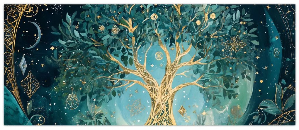 Obraz – Strom života vo vesmíre (120x50 cm)