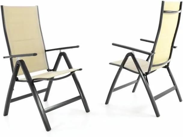 Sada dvoch záhradných skladacích stoličiek DELUXE - krémová