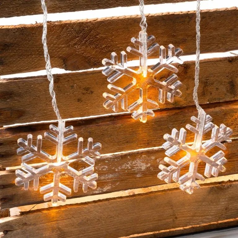 Nexos 86334 Svetelný záves vločky, 8 LED, teplo-biela