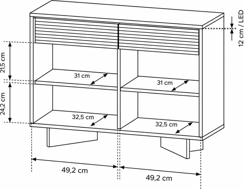 KOMODA GALLIANO DUB BOLIVAR + CAPPUCCINO LED 104 cm