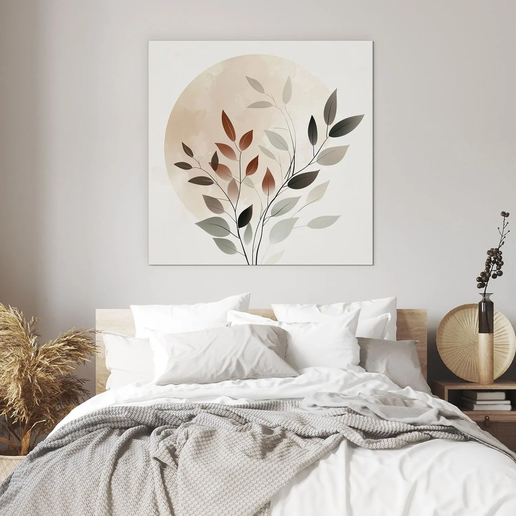 DUBLEZ | Drevený boho obraz - Lístky v kruhu