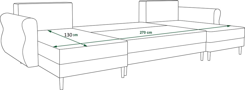 Rozkladacia sedacia súprava do U SILVIANO 300x140 cm, béžová + 2 vankúšiky ZDARMA