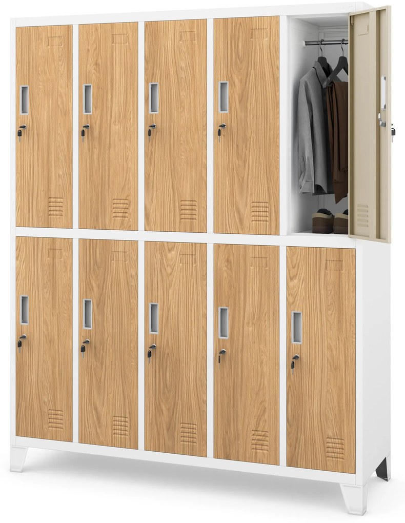 BHP šatní skrinka biela/zlatý dub: Eco Design 10-dverová BARTEK