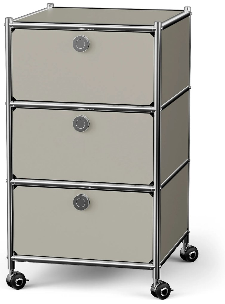 Kovová kancelárska skrinka »CN3« so zásuvkami, svetlosivá