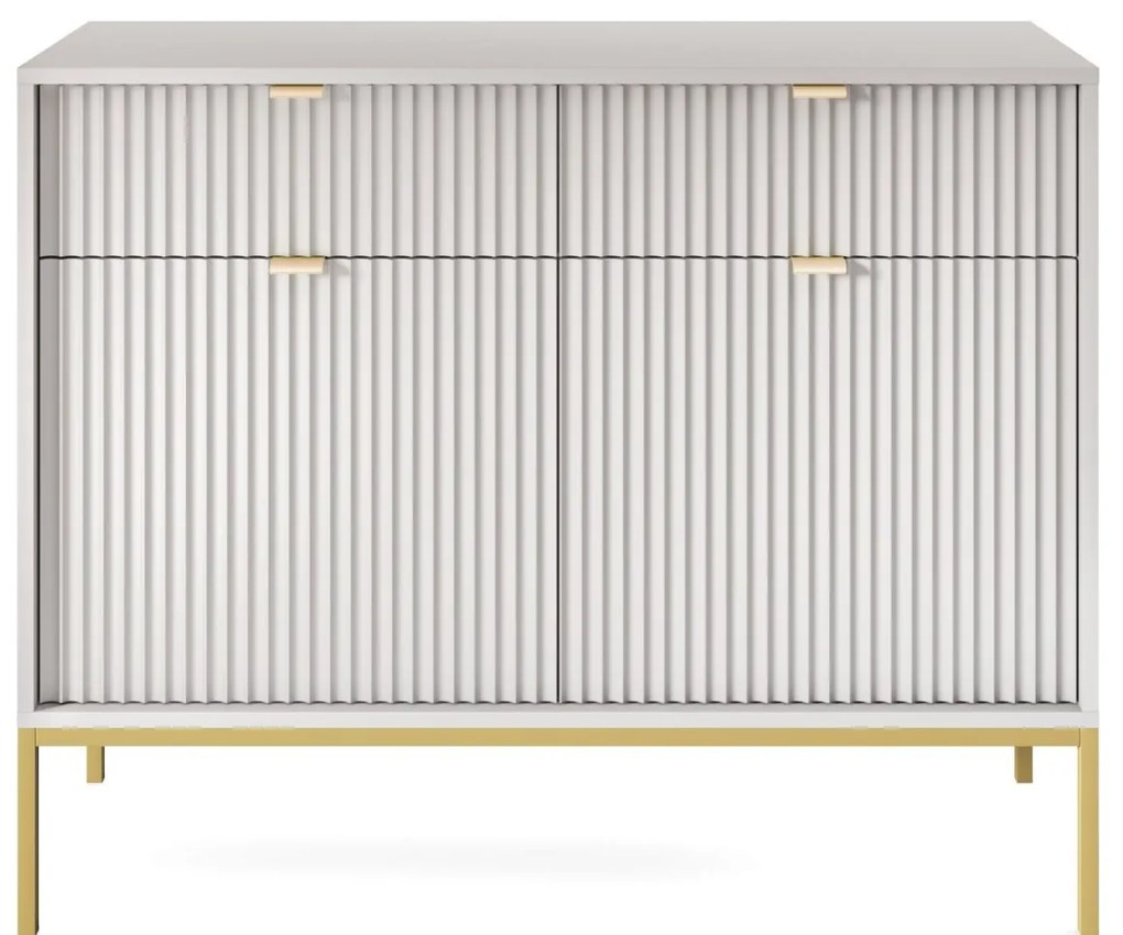 Komoda Nova 104 cm so zásuvkami sivá/zlatá