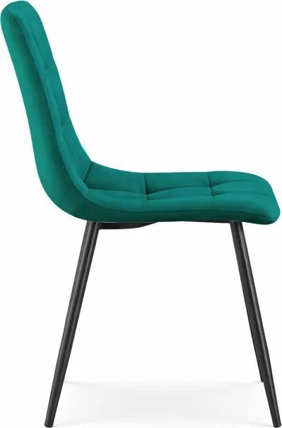 Sada ôsmich jedálenských stoličiek NERO zamatové, fľaškovo zelené / čierne nohy (8 ks)