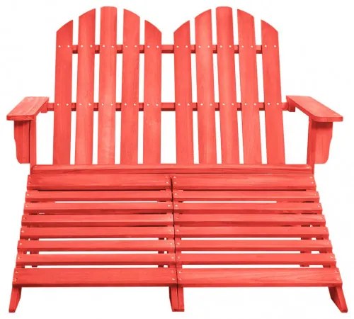vidaXL 2-miestna záhradná stolička a taburetka Adirondack jedľový masív červená-
