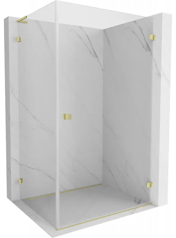 Mexen Lunar-B L výklopný sprchový kút pravý 100 x 80 cm, číre sklo, zlatá matná, 832L-100-080-55-00-P