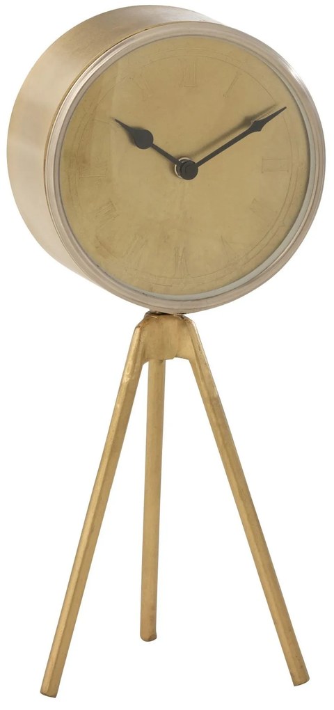 Zlaté kovové hodiny na trojnožke Marthy - 15*16*38 cm
