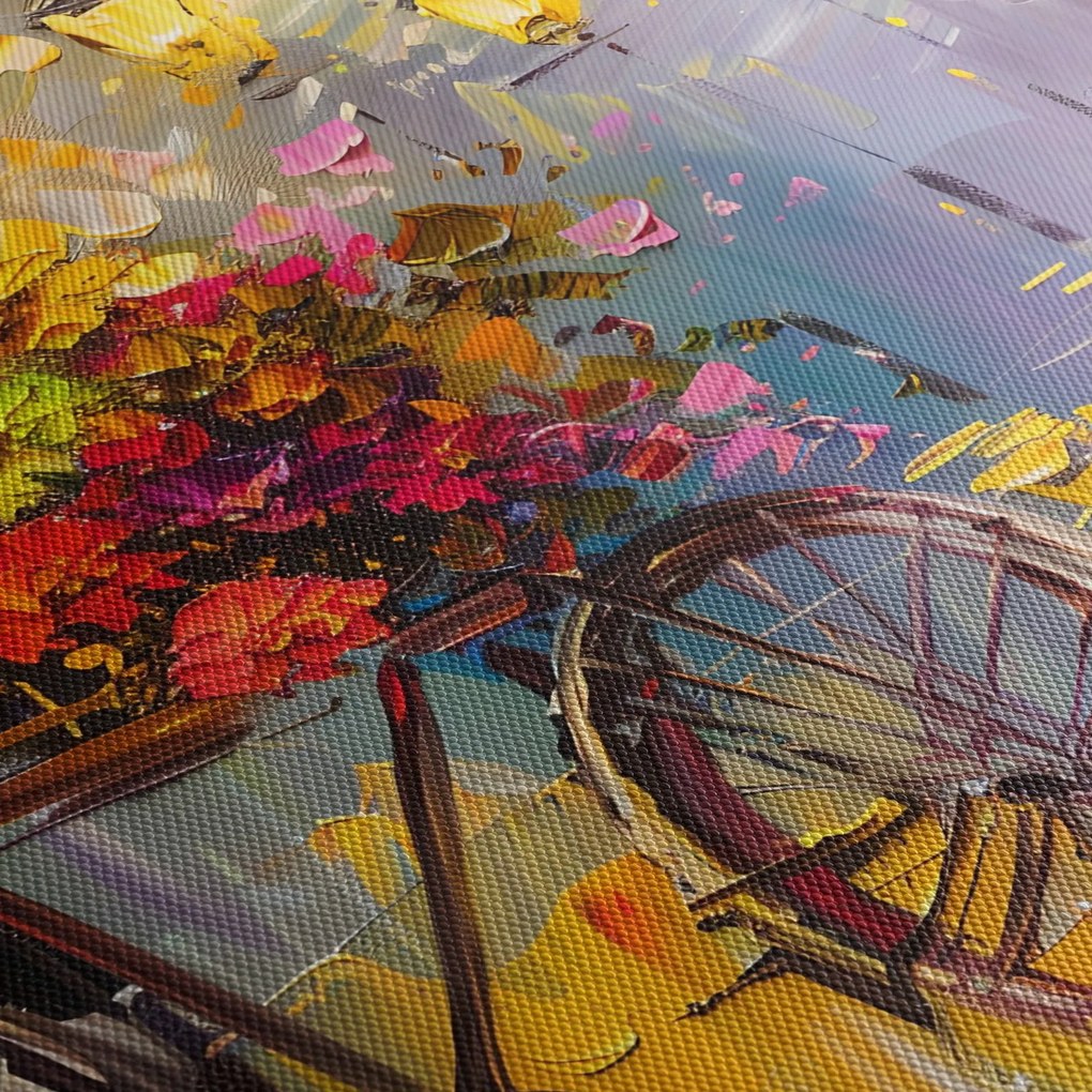 Obraz - Bicykel s kvetmi (70x50 cm)
