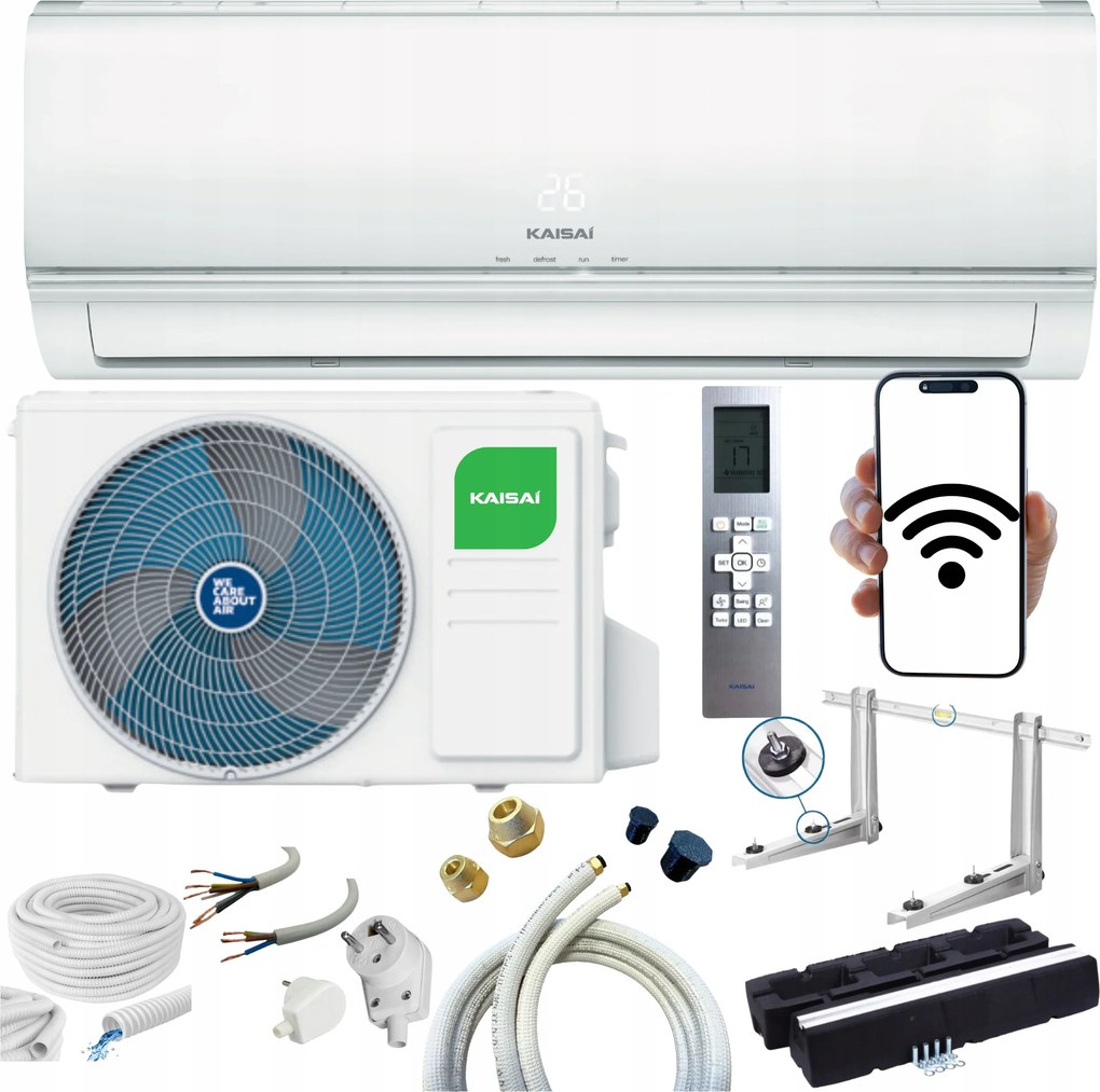 Nástenná klimatizácia Kaisai Eco 5,3 kW 50 m2 Wifi Ohrievač Sada Na Montáž